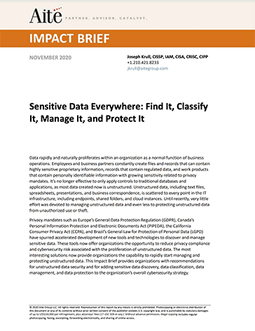 Aite Impact Brief: Sensitive Data Everywhere Aite Impact Brief: Sensitive Data Everywhere