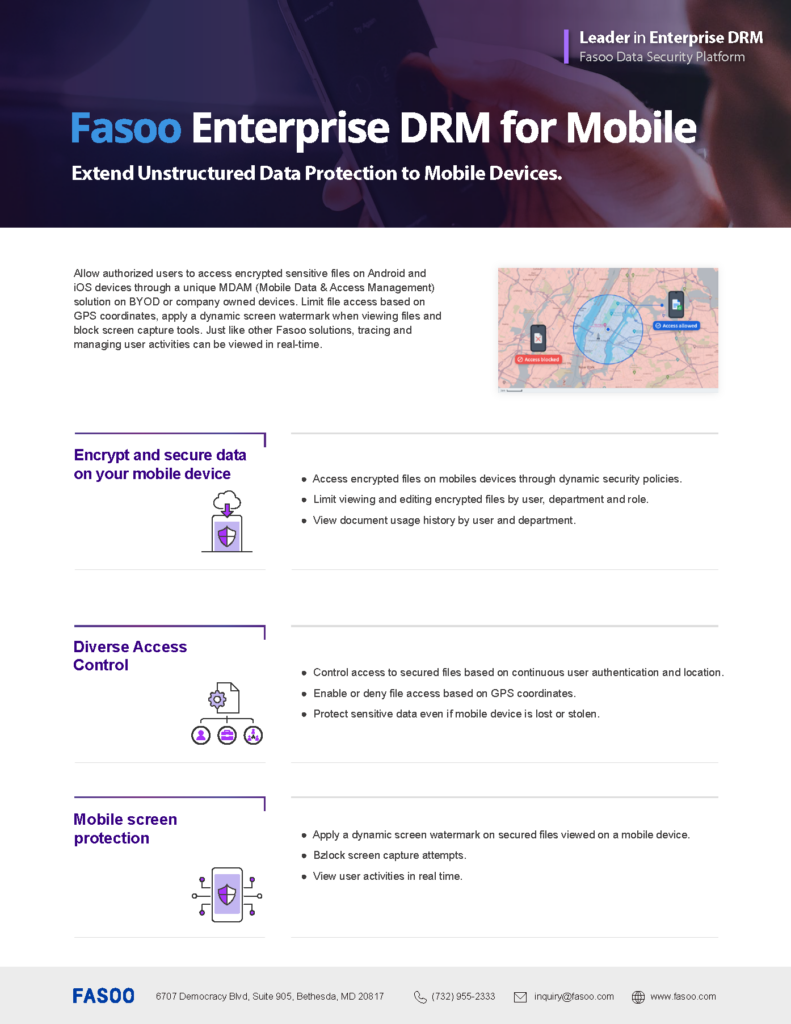 Fasoo Enterprise DRM for Mobile Technical Datasheet Fasoo Enterprise DRM for Mobile Technical Datasheet