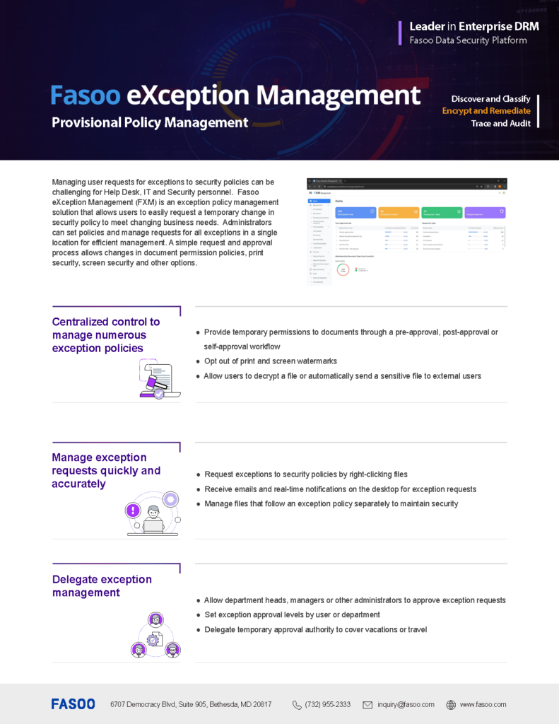 Fasoo eXception Management Technical Datasheet Fasoo eXception Management Technical Datasheet