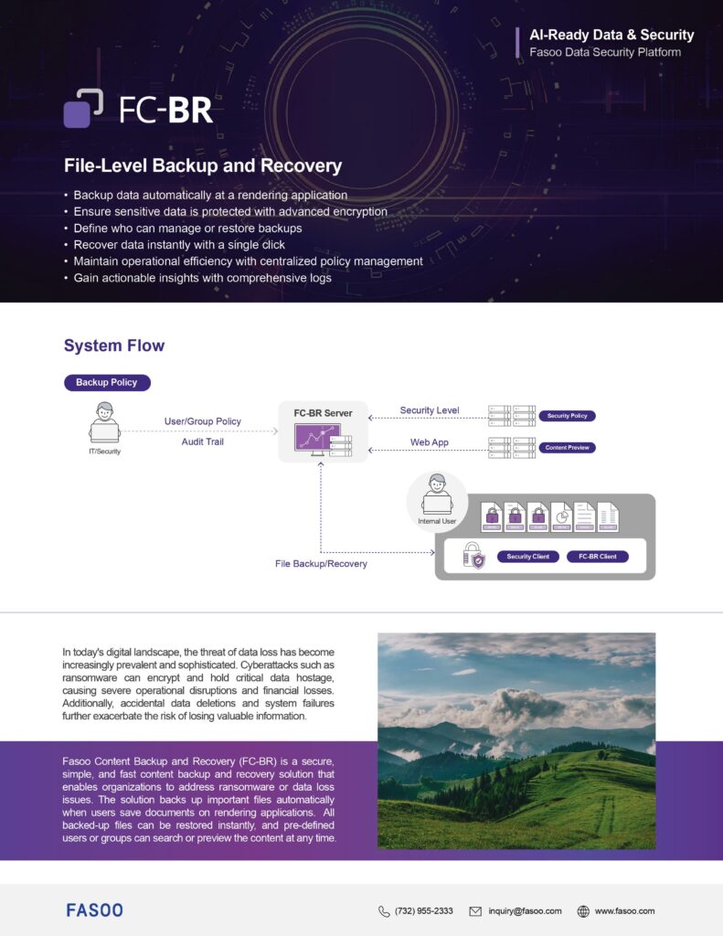 Fasoo Content Backup and Recovery Brochure Fasoo Content Backup and Recovery Brochure