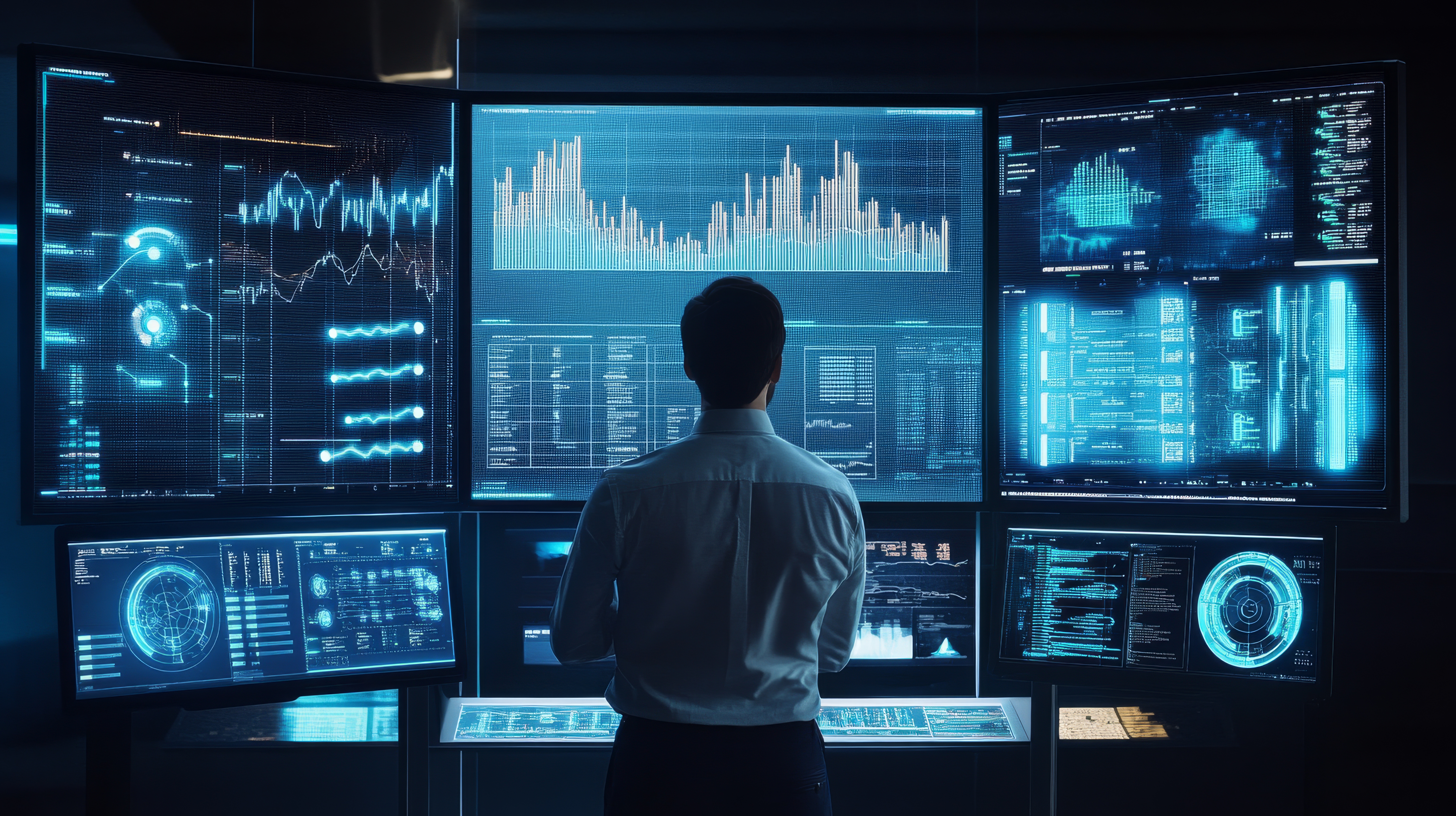 A digital asset manager designing AI powered cryptocurrency portfolio optimization solutions for institutional investors, futuristic finance center with live data, High-tech style